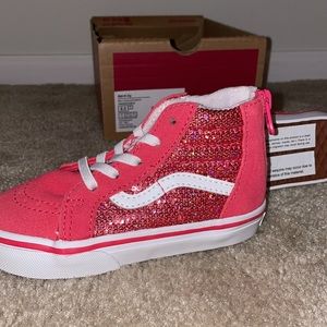 Vans Sk8-Hi Zip- Size 8T- Pink Sparkly